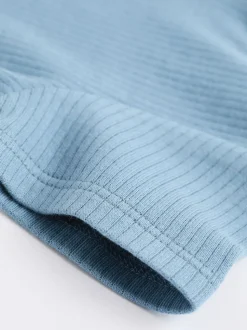 Blauw - Babyrompertjes van 100% katoen met tweewegrits, 3 stuks (0-3jaar)