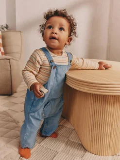 Blauw - Babyset van denim bretelbroeken en bodysuit (0 mnd - 2 jr)
