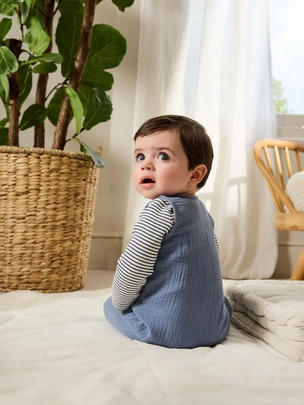 Blauw - Babyset van tuinbroek en rompertje (0 mnd-2 jr)