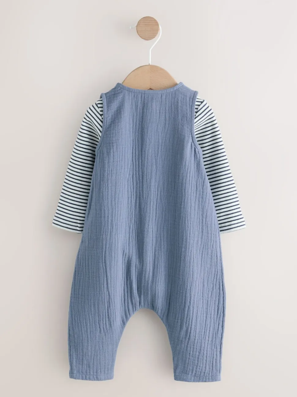 Blauw - Babyset van tuinbroek en rompertje (0 mnd-2 jr)