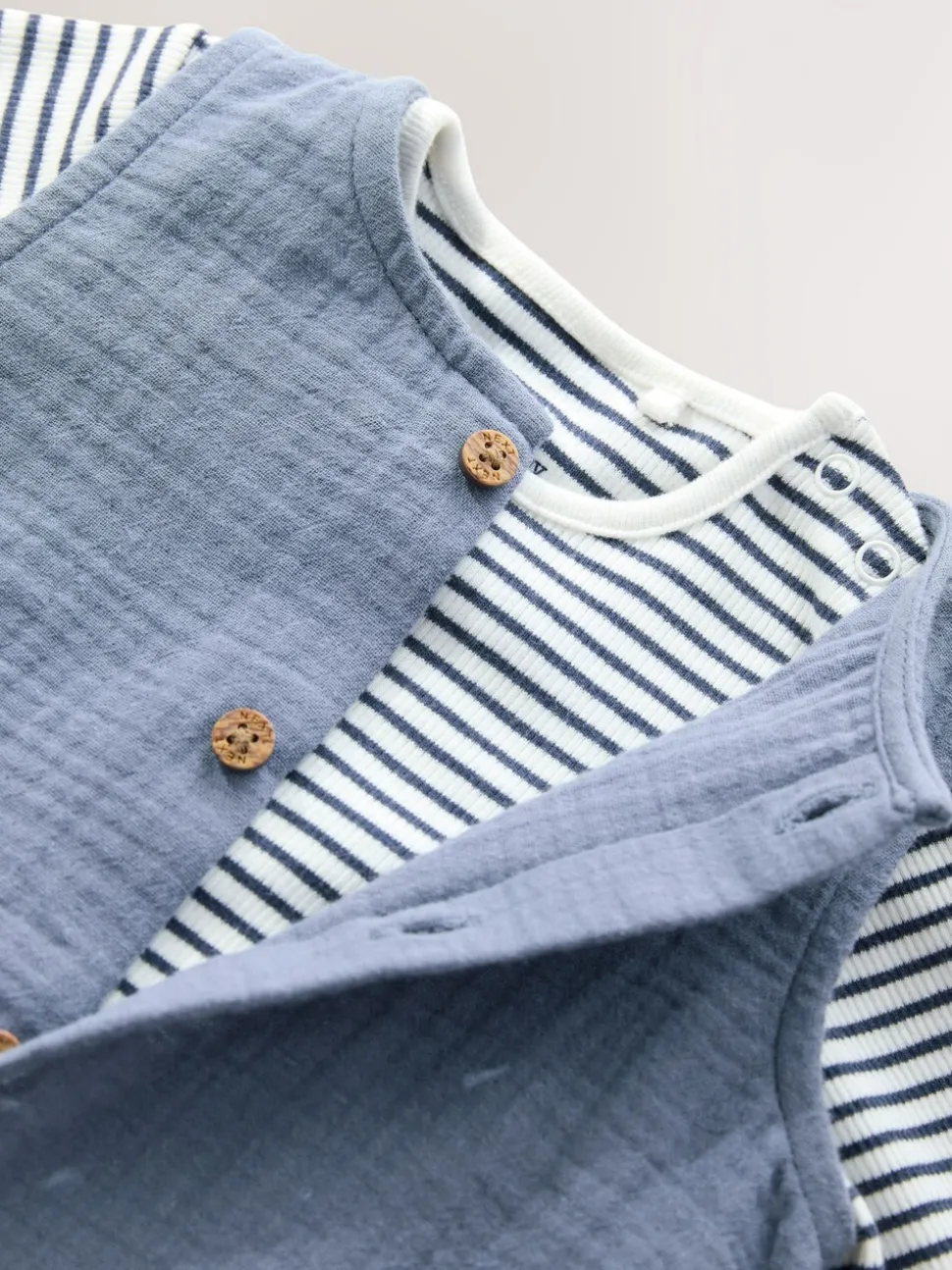 Blauw - Babyset van tuinbroek en rompertje (0 mnd-2 jr)