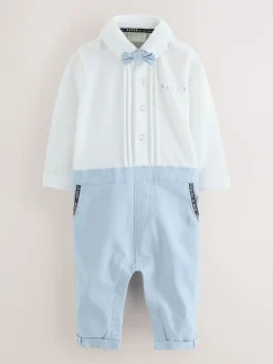 Blauw - Baker By Ted Baker - Modieus tweedelig lijkend rompertje