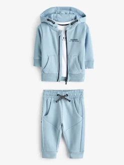 Blauw - Baker by Ted Baker 100% katoenen (0 - 6 jr) driedelig trainingspakset