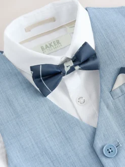 Blauw - Baker by Ted Baker set van gilet, overhemd en broek
