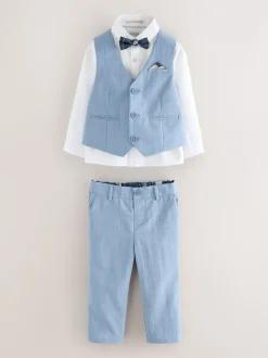 Blauw - Baker by Ted Baker set van gilet, overhemd en broek