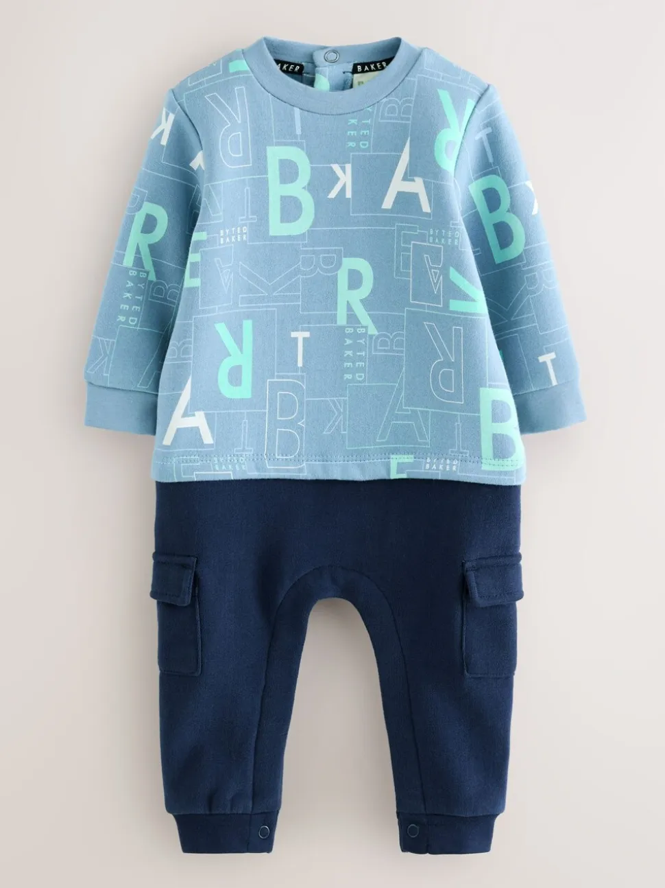 Blauw - Baker by Ted Baker All Over Print Long Sleeve Romper