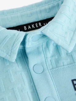 Blauw - Baker By Ted Baker - Set van geribbeld rompertje en muts