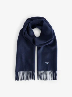 Blauw - Barbour® effen lamswollen sjaal