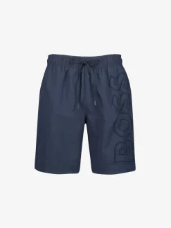Blauw - BOSS Gevoerde zwembroek met walvis-logo