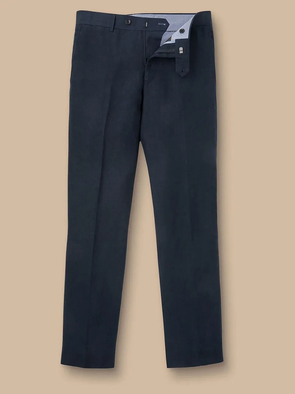 Blauw - Charles Tyrwhitt slim fit 100% linnen broek