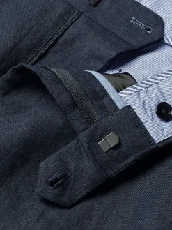 Blauw - Charles Tyrwhitt slim fit 100% linnen broek
