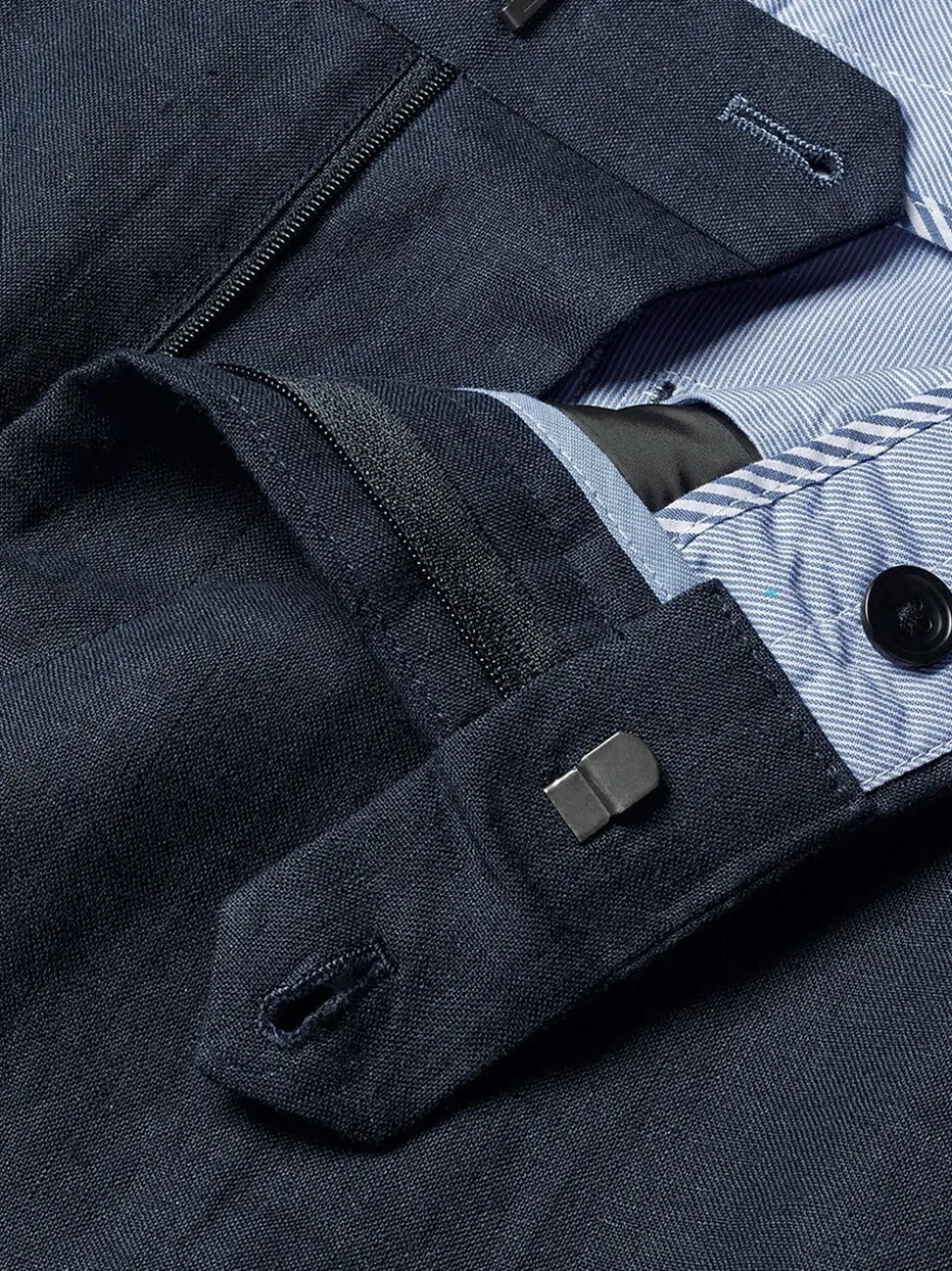 Blauw - Charles Tyrwhitt slim fit 100% linnen broek