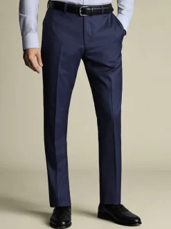 Blauw - Charles Tyrwhitt Slim Fit Sharkskin Trousers