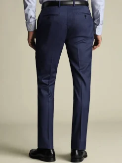 Blauw - Charles Tyrwhitt Slim Fit Sharkskin Trousers