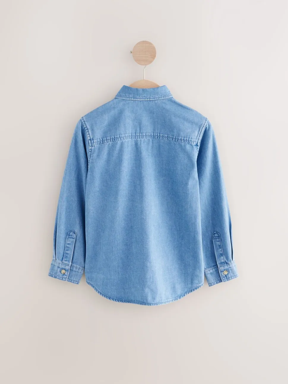 Blauw - Denim overhemd met lange mouwen (3-16jr)