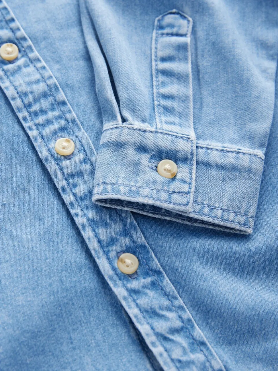 Blauw - Denim overhemd met lange mouwen (3-16jr)