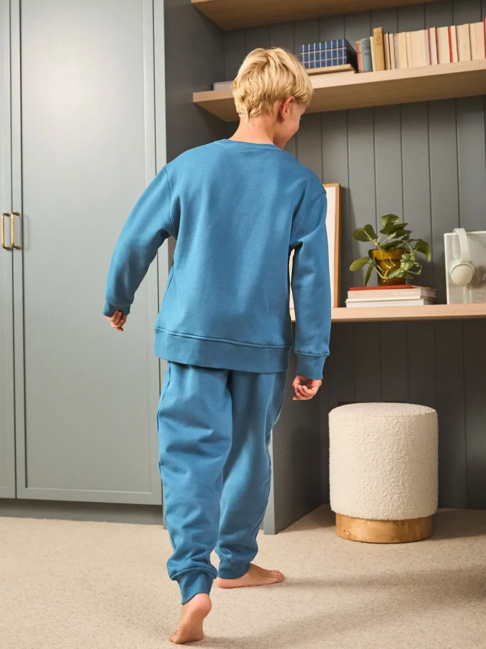 Blauw - Enkele behaaglijke fleece pyjama (3 - 16 jr)