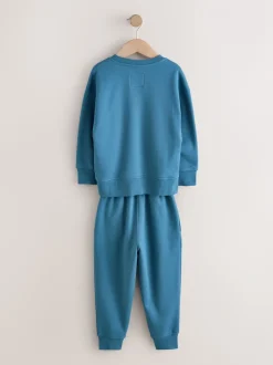 Blauw - Enkele behaaglijke fleece pyjama (3 - 16 jr)