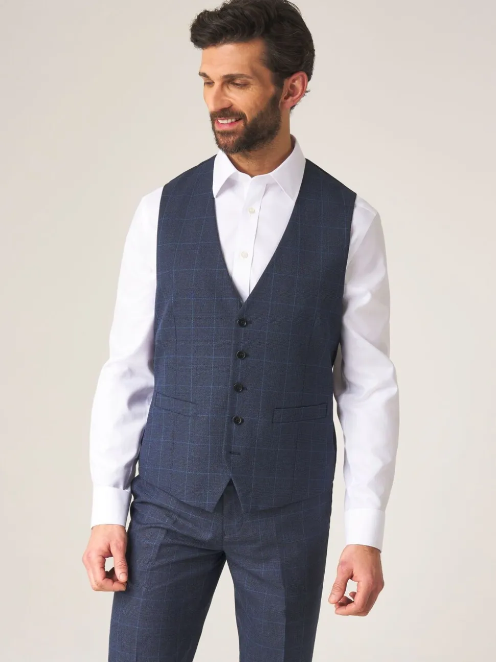 Blauw - Enkele knoop - Skopes scoop Anello gilet met dubbele rij knopen