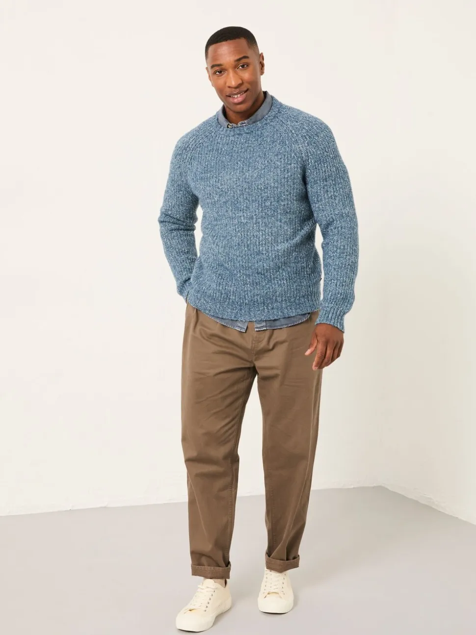 Blauw - FatFace Knitted Crew Neck Jumper