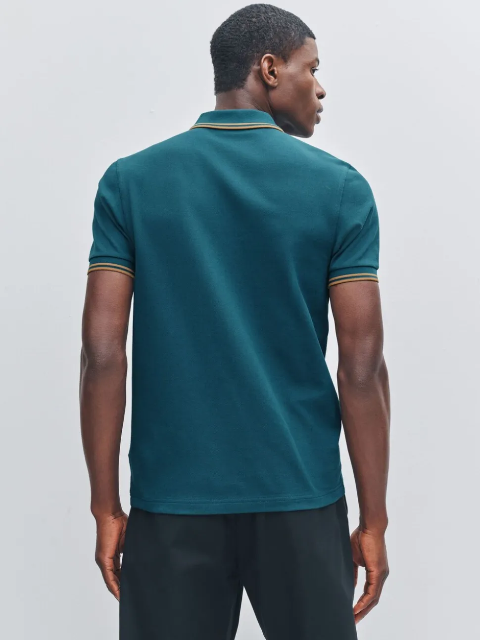 Blauw - Fred Perry polo met tweekleurig gestreept randje