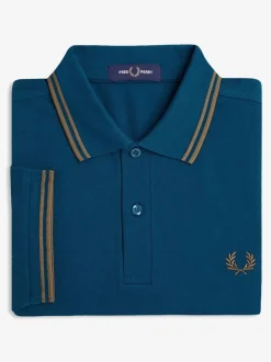 Blauw - Fred Perry polo met tweekleurig gestreept randje