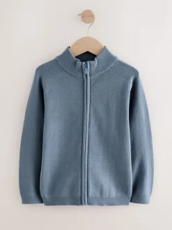 Blauw - Gebreid vest met rits (3-16 jr)