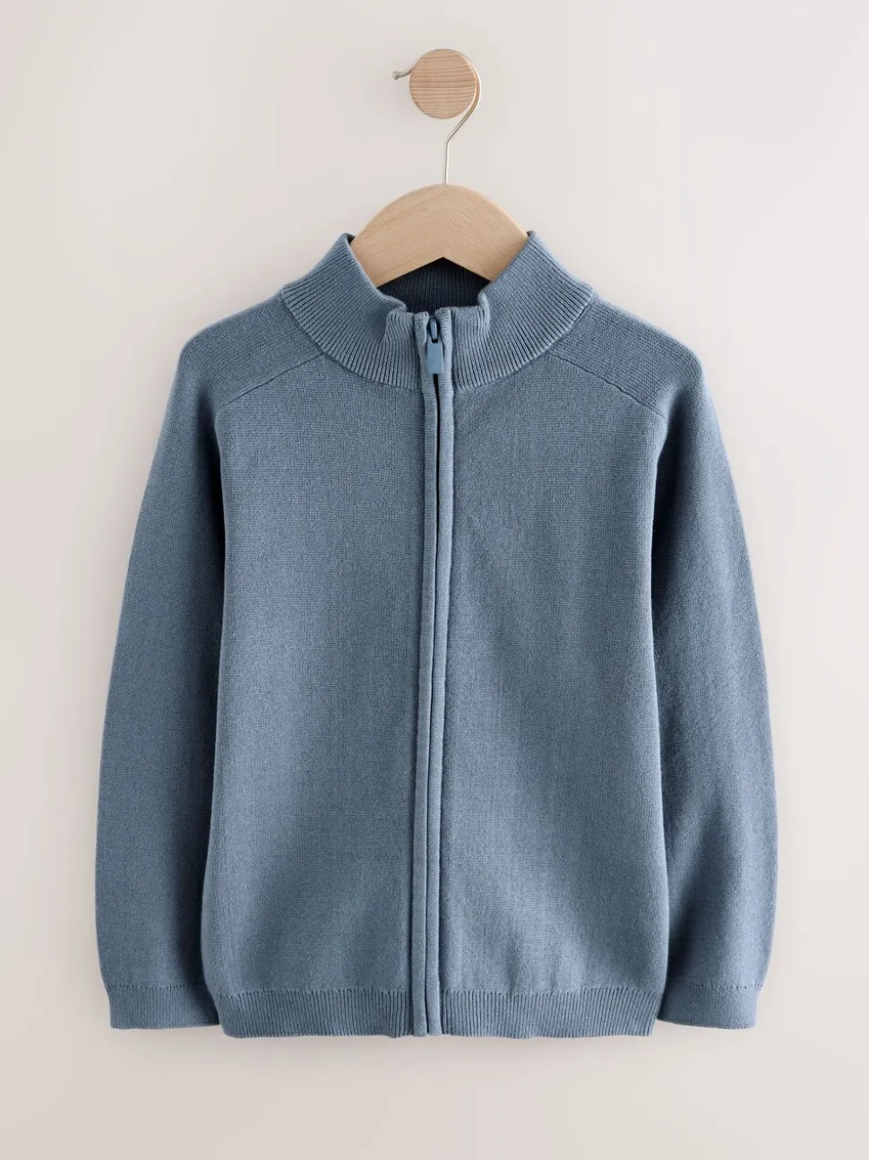 Blauw - Gebreid vest met rits (3-16 jr)