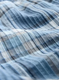 Blauw - Geruite pyjama met korte mouwen