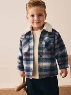 Blauw - Geruite shacket met borgvoering (3mnd -7jr)