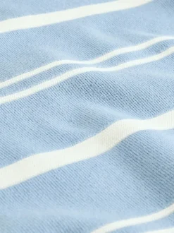 Blauw - Gestreepte gebreide trui met ronde hals van 100% katoen (3-16jr)
