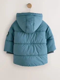 Blauw - Gewatteerde, regenbestendige jas met borgvoering (3mnd-7jr)