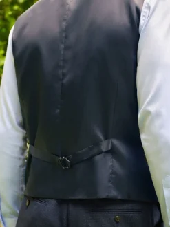 Blauw - Gilet van getextureerde wolmix