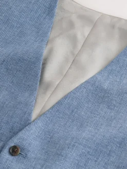 Blauw - Gilet van linnenmix met textuur