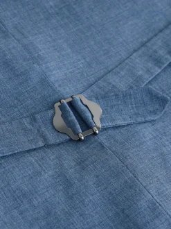 Blauw - Gilet van linnenmix met textuur