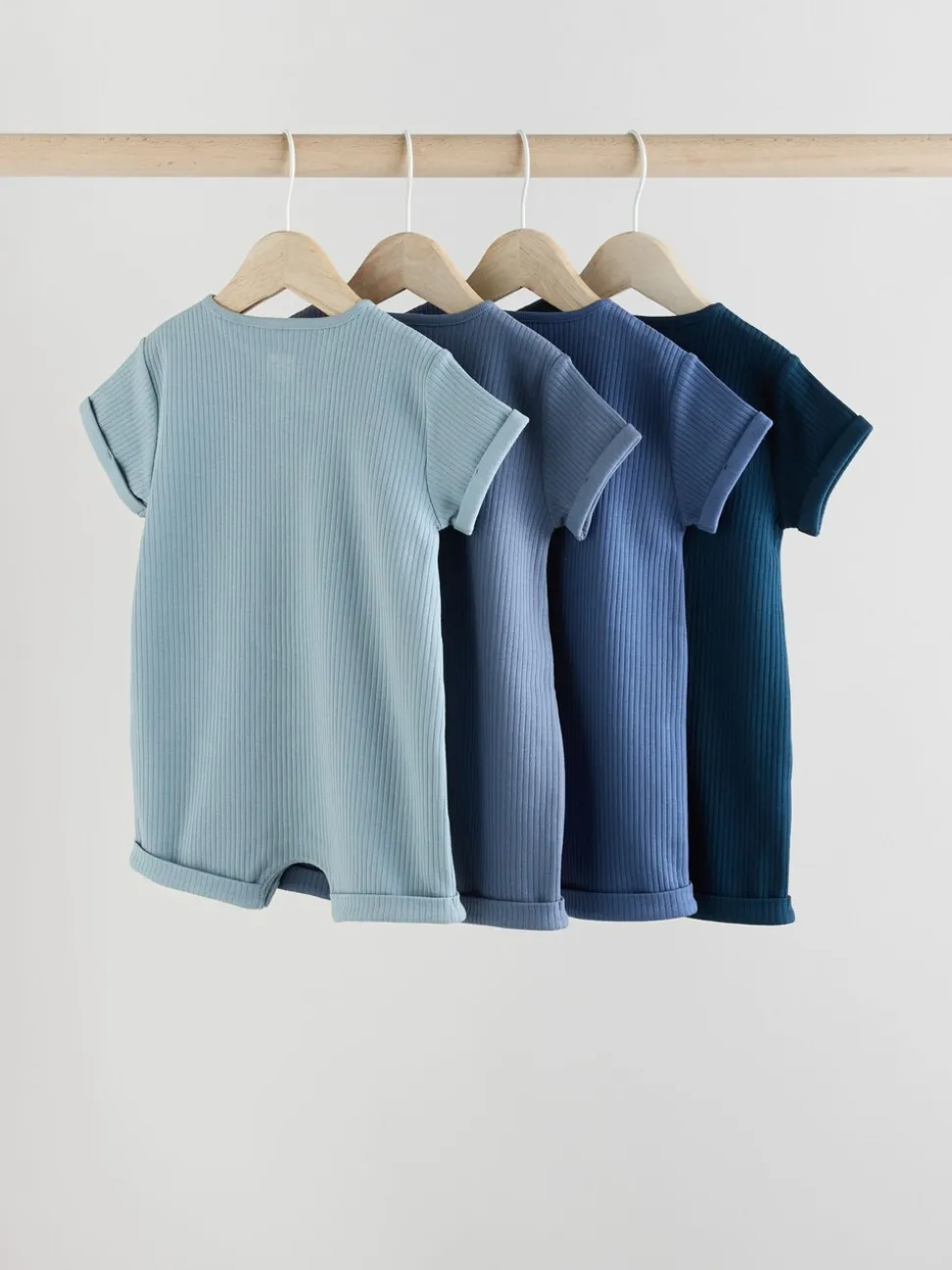 Blauw - Grootvader Knopen bij de hals 4 set Baby Rompertjes