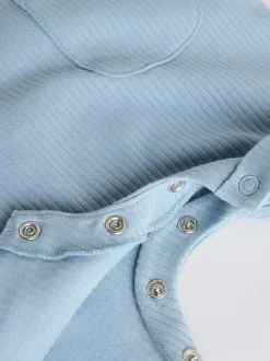 Blauw - Grootvader Knopen bij de hals 4 set Baby Rompertjes