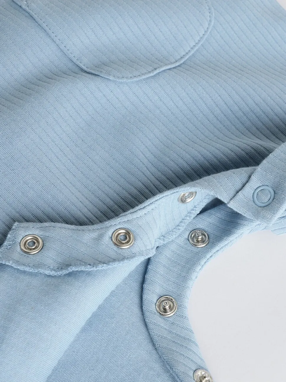Blauw - Grootvader Knopen bij de hals 4 set Baby Rompertjes