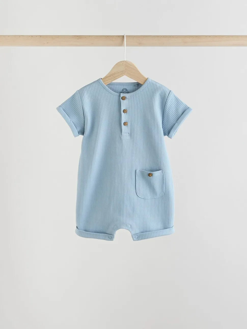 Blauw - Grootvader Knopen bij de hals 4 set Baby Rompertjes