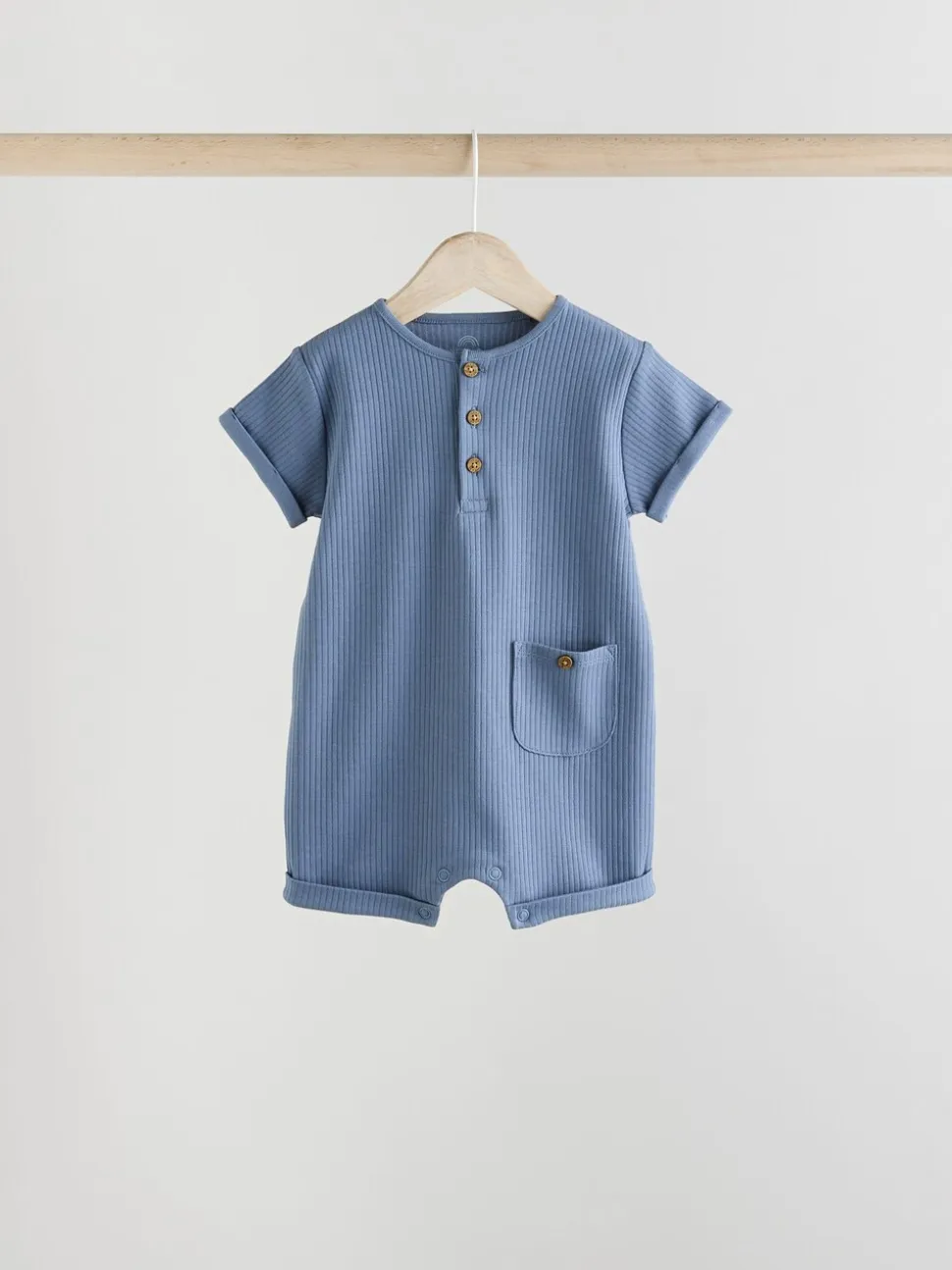 Blauw - Grootvader Knopen bij de hals 4 set Baby Rompertjes