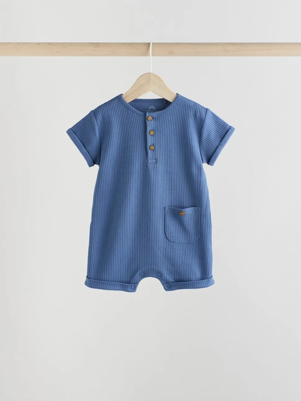 Blauw - Grootvader Knopen bij de hals 4 set Baby Rompertjes