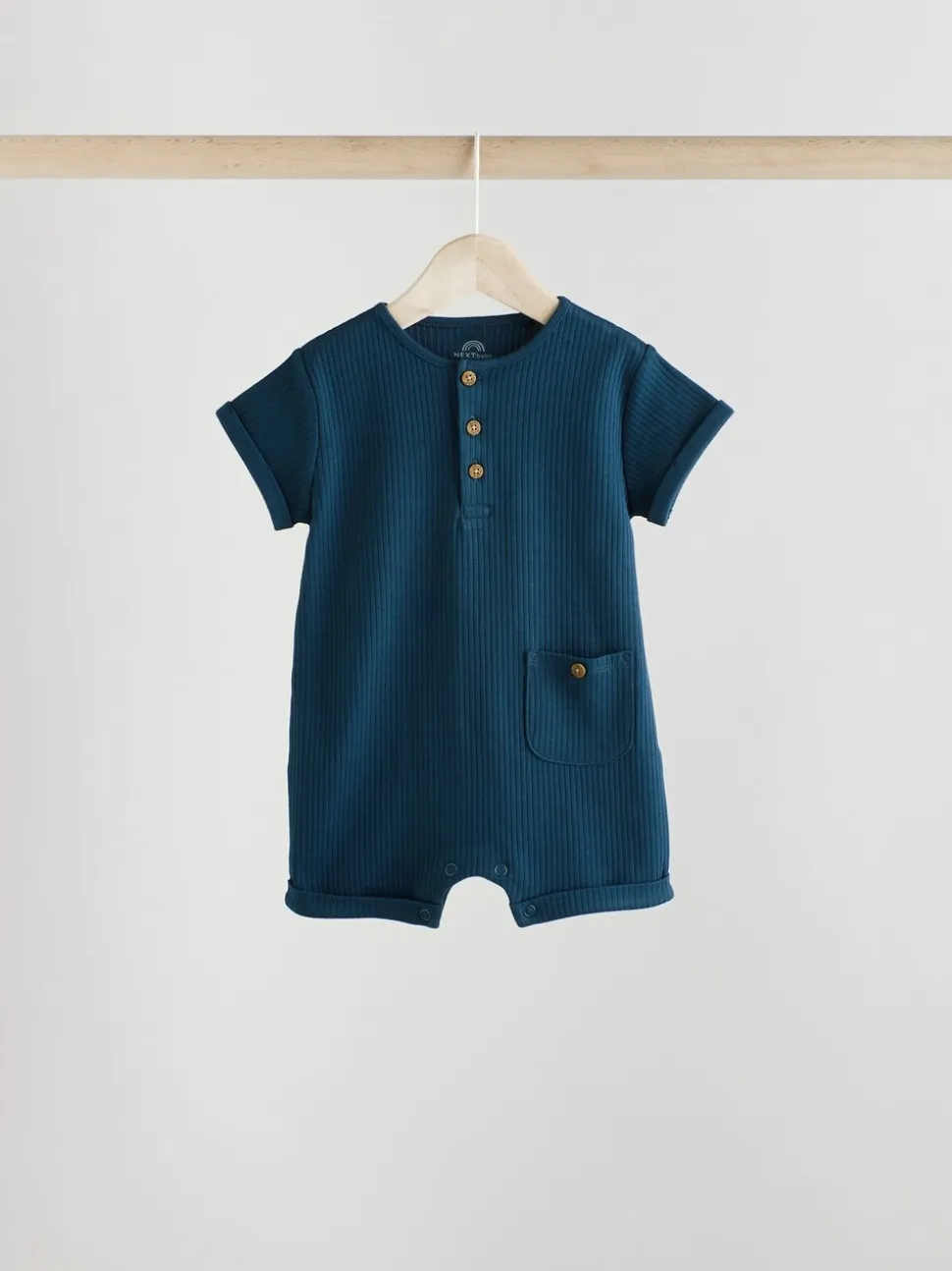 Blauw - Grootvader Knopen bij de hals 4 set Baby Rompertjes
