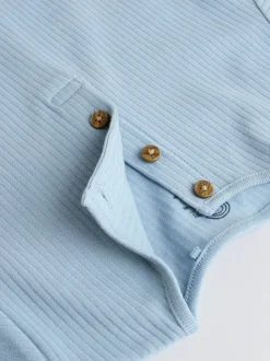 Blauw - Grootvader Knopen bij de hals 4 set Baby Rompertjes