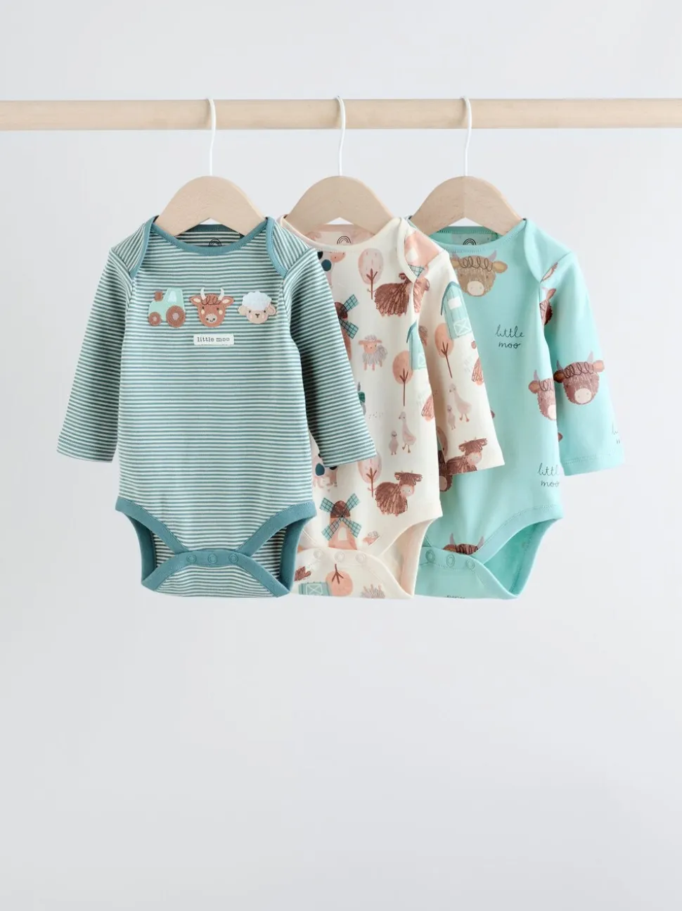 Blauw - Hamish-rompertjes met lange mouwen, 3 stuks