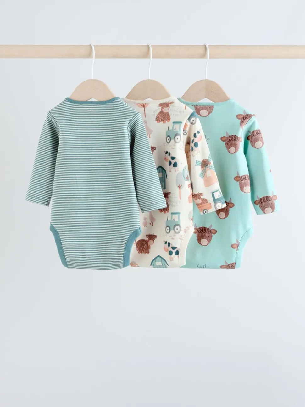 Blauw - Hamish-rompertjes met lange mouwen, 3 stuks