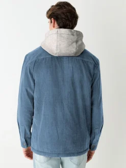 Blauw - Hooded Corduroy Borg Lined Shacket