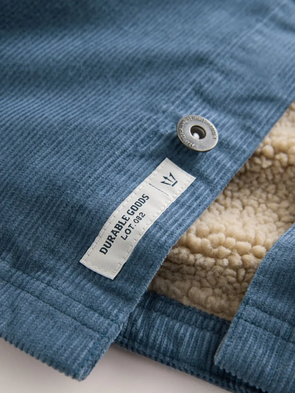 Blauw - Hooded Corduroy Borg Lined Shacket
