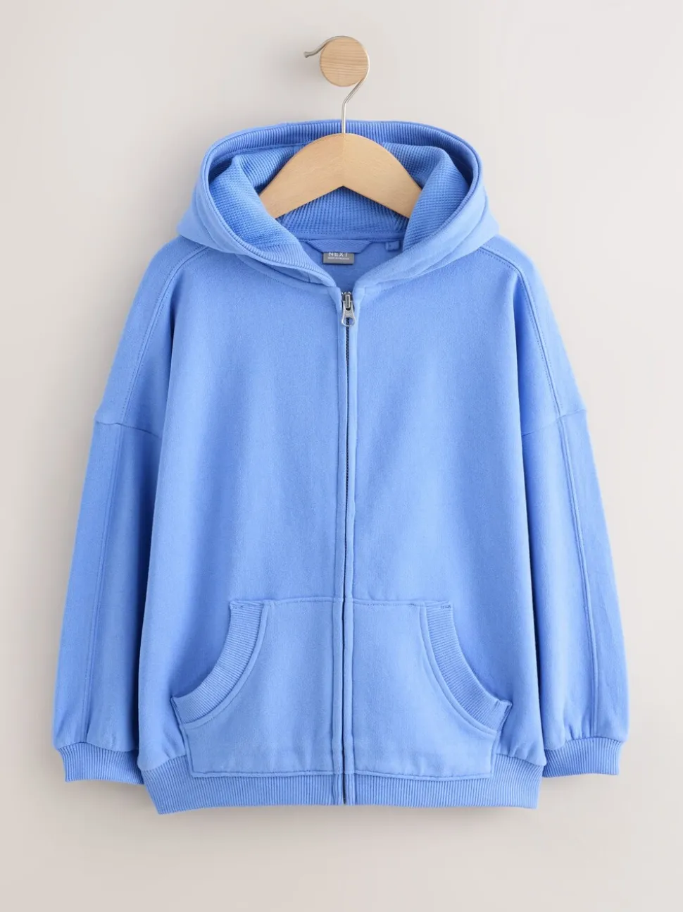 Blauw - Hoodie met doorlopende rits (3-16 jr)