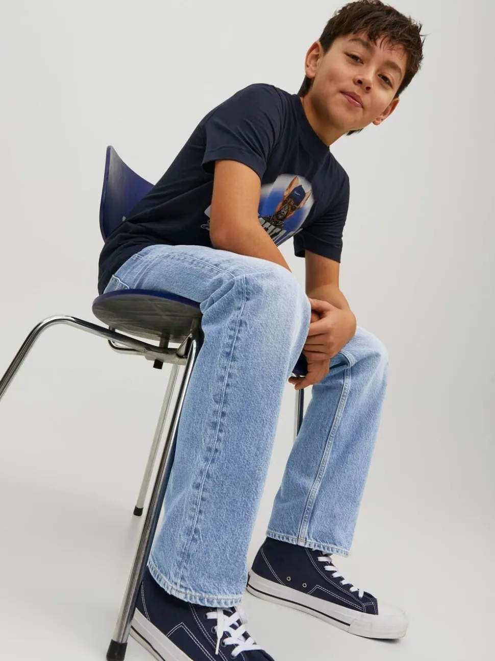 Blauw - JACK & JONES Junior Chris Relaxed Fit Black Jeans
