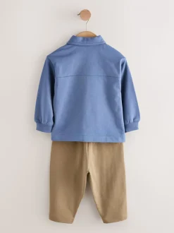 Blauw - Jersey Shirt T-Shirt and Joggers 3 Piece Set (3mths-7yrs)